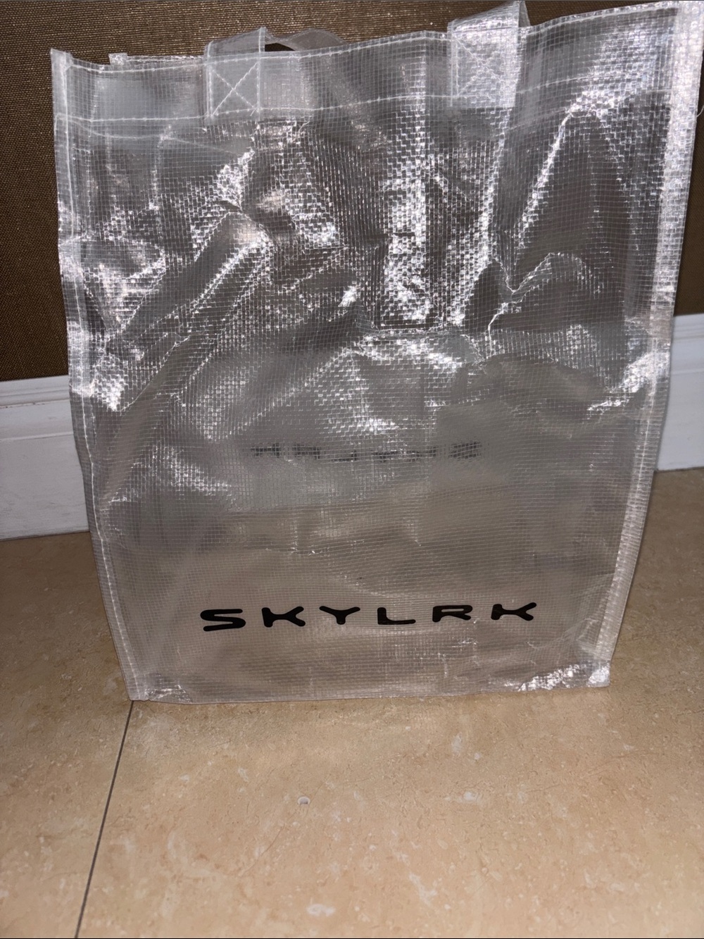 SKYLRK Clear Shimmer Tote Bag - Silver new York pop up Justin Bieber